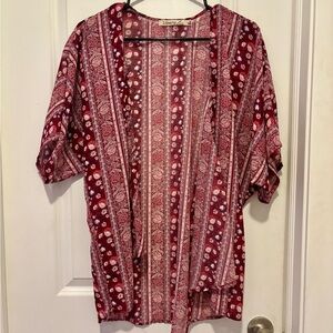 Liberty Love Red and White Patterned Kimono Top